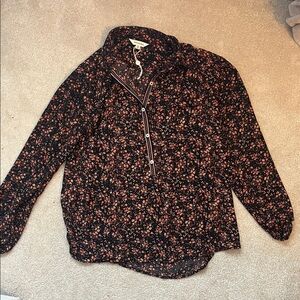 Max Studio Black and Red Floral Top